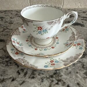 Tuscan Fine English Bone China Three Piece Cup & Saucer Set Floral